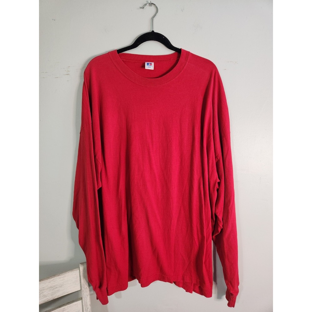 Russell Athletic Basic T-Shirt‎ Men's 3XL Dark Red Long Sleeve Pullover Logo